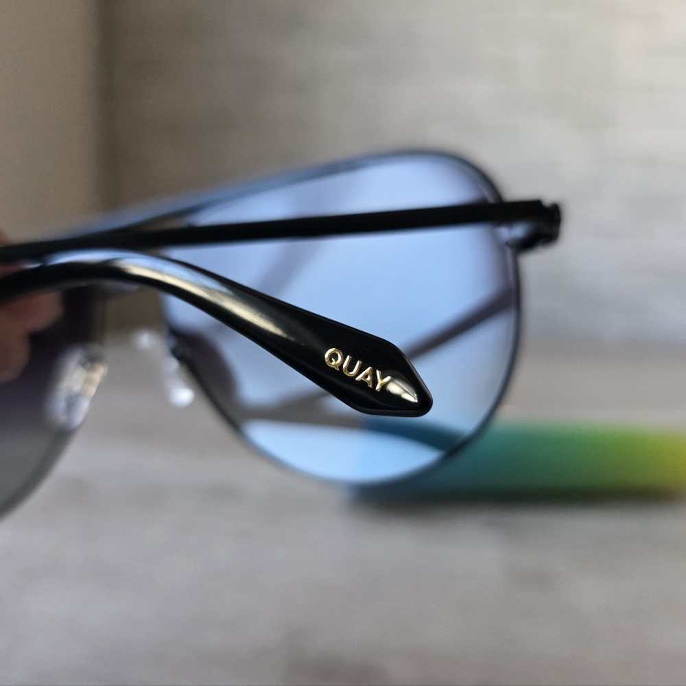 NWT QUAY Australia “High Key” Polarized Aviator Sunglasses – Black – 64□14-145 - Picture 16 of 16